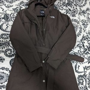 North Face -- Brown Women's Jacket with Belt and Detachable Hood